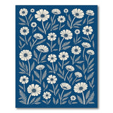 Navy Blue Chamomile Floral Area Rug