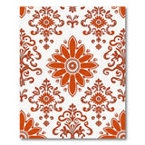 Vibrant Orange Floral Damask Area Rug