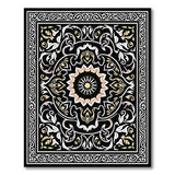 Black and White Ornate Black Mandala Persian Area Rug