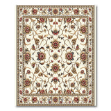 Ivory Persian Floral Area Rug with Red Blooms