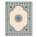 Ornate Navy Floral Border Blue and Teal Area Rug