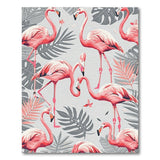 Pink Pink Flamingo Monstera Leaf Area Rug
