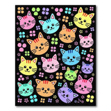 Playful Multi-Color Cartoon Cats Area Rug