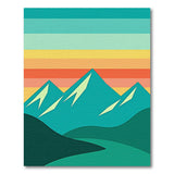 Striped Teal Mountain Sunset Area Rug