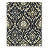Elegant Black Gold Damask Floral Area Rug