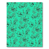 Teal Black Floral Line Art Area Rug