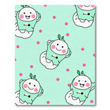 Cute Hatching Chicks Cherry Blossoms Green Area Rug