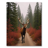 Majestic Red Deer in Misty Forest Area Rug