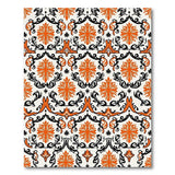 Orange Ornate Floral Damask Area Rug