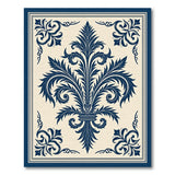Navy Fleur-de-Lis Ornate Cream Area Rug