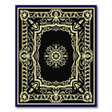 Traditional Persian Gold and Silver Ornate Gold Border Black Area Rug