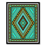 Teal Gold Geometric Diamond Area Rug