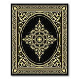 Traditional Persian Gold and Silver Ornate Gold Medallion Black Area Rug