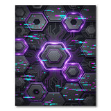 Neon Purple Hexagon Circuit Washable Area Rug