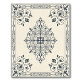 Beige and Neutral Ornate Black Floral Beige Area Rug
