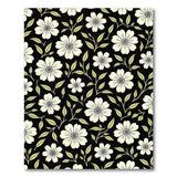 White Swirl Floral Area Rug on Black