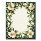 White Floral Green Vintage Washable Area Rug