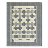 Navy Grey Hexagon Geometric Area Rug