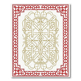 Ornate Red Border Gold Intricate Pattern Area Rug