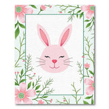 Adorable Pink Bunny Floral Kids Rug
