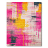 Vibrant Pink Yellow Abstract Brushstroke Area Rug