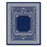 Navy Geometric Art Deco Border Rug