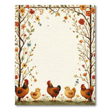 Whimsical Chicken Family Floral Wreath Area Rug
