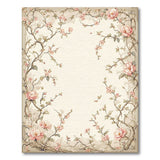 Vintage Pink Peony Floral Beige Area Rug