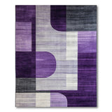 Modern Purple Grey Geometric Area Rug