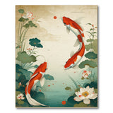 Koi Fish Lotus Pond Vintage Area Rug