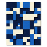 Blue and Teal Navy Blue Geometric Block Area Rug