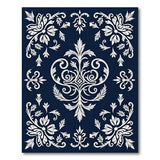 Blue and Teal Navy Blue Ornate Floral Area Rug