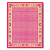 Vibrant Pink Persian Rug with Ornate Gold Borders