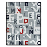 Modern Grey Alphabet Typography Area Rug