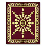 Maroon Gold Floral Medallion Area Rug