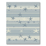 ODIKA Washable Coastal Starfish Striped Area Rug, Low Pile Non-Slip Beach Decor