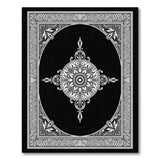 Ornate Black White Mandala Traditional Persian Area Rug