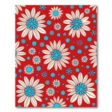 Vibrant Red Daisy Floral Area Rug