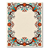 Ornate Teal and Coral Floral Border Rug
