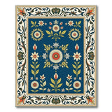 Navy Blue Persian Floral Area Rug with Ornate Border