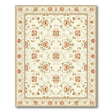 Beige and Neutral Ivory Persian Floral Area Rug with Red Blooms