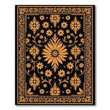 Traditional Persian Black Gold Floral Persian Area Rug
