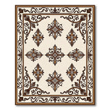 Ornate Gold Motif Beige Area Rug