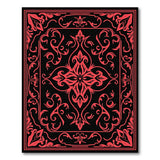 Ornate Red Floral Persian Area Rug on Black