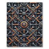 ODIKA Washable Steampunk Gear Industrial Area Rug - Low Pile & Non-Slip