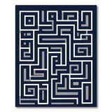 Blue and Teal Navy Geometric Maze Area Rug