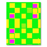Vibrant Green Yellow Pink Geometric Block Rug