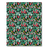 Abstract Red Floral Green Area Rug