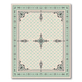 Teal Lattice Floral Border Area Rug