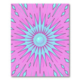 Vibrant Pink Teal Starburst Geometric Area Rug